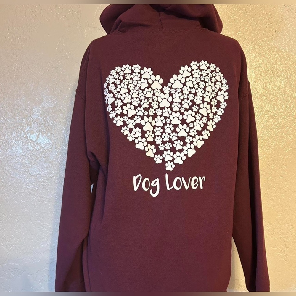 PAWZ Burgundy Dog Mom Sweatshirt hoodie with Paw Print